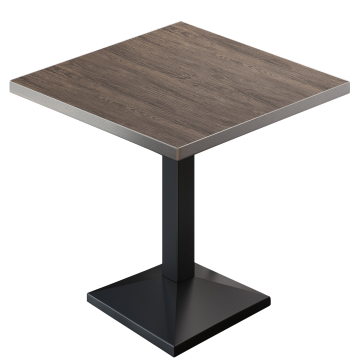 BPA | Bistro Tisch | Quadratisch | Edelstahl Rand | 70 x 70 x 78,5 cm | Light Wenge / Schwarz