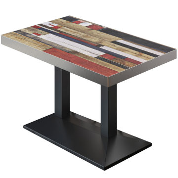 BPA | Bistrotafel | 120 x 70 x 81 cm | Rechthoekig | Vintage Kleurrijk / Zwart