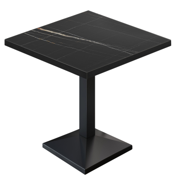 BPA | Mesa Bistro | Cuadrada | 70 x 70 x 78,5 cm | Mármol Negro / Negro