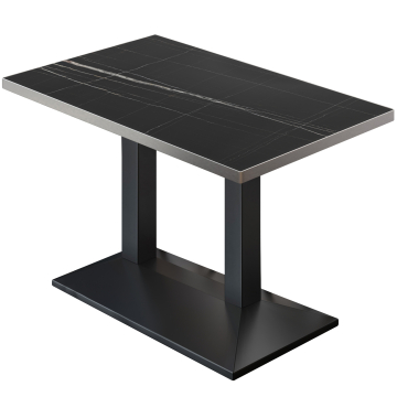 BPA | Stół bistro | 130 x 80 x 78,5 cm | Prostokątny | Czarny marmur/czarny