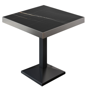 BPA | Stół bistro | Kwadrat | 60 x 60 x 81 cm | Czarny marmur / Czarny