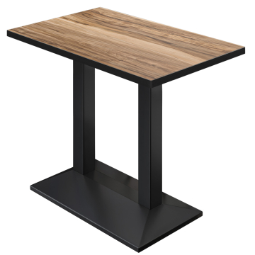 BPA | Table bistro | 110 x 60 x 112 cm | Bord noir | Rectangulaire | Sheesham / Noir