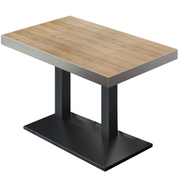 BPA | Table de bistrot | 130 x 80 x 81 cm | Rectangulaire | Chêne / Noir