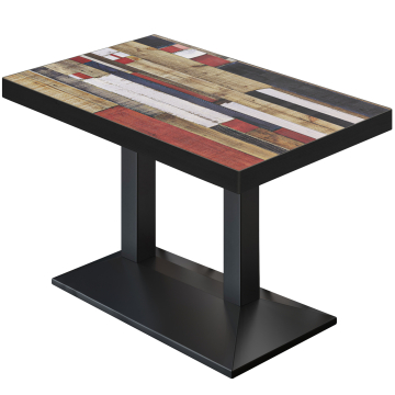 BPA | Table de bistrot | 130 x 80 x 81 cm | Rectangulaire | Vintage Coloré / Noir