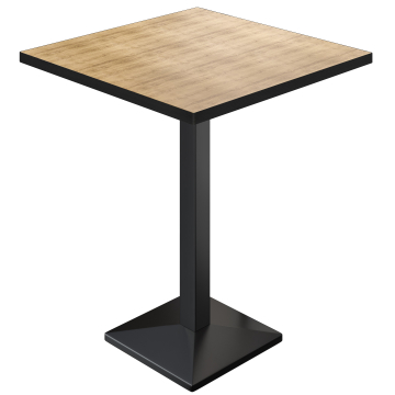 BPA | Table de bistrot | 80 x 80 x 112 cm | Bord noir | Carré | Chêne / Noir