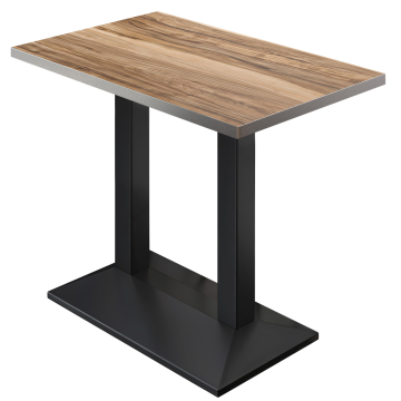BPA | Bistro Stehtisch | 110 x 60 x 112 cm | Edelstahl Rand | Rechteckig | Sheesham / Schwarz
