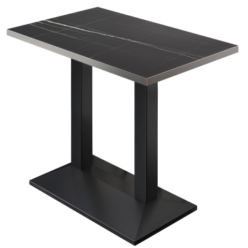 BPA | Bistro Stehtisch | 110 x 60 x 112 cm | Edelstahl Rand | Rechteckig | Schwarz Marmor / Schwarz