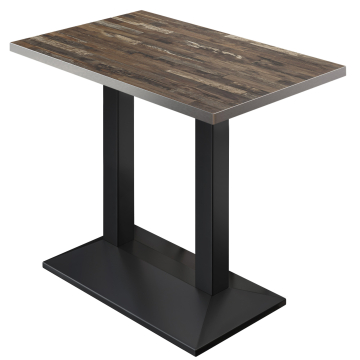 BPA | Bistro Stehtisch | 110 x 60 x 112 cm | Edelstahl Rand | Rechteckig | Vintage Old / Schwarz