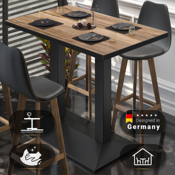 BPA | Bistro Stehtisch | 120 x 70 x 112 cm | Schwarzer Rand | Rechteckig | Sheesham / Schwarz BPA | Bistro Stehtisch | 120 x 70 x 112 cm | Schwarzer Rand | Rechteckig | Sheesham / Schwarz