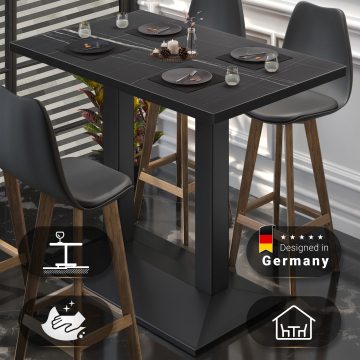 BPA | Bistro Stehtisch | 110 x 60 x 112 cm | Schwarzer Rand | Rechteckig | Schwarz Marmor / Schwarz BPA | Bistro Stehtisch | 110 x 60 x 112 cm | Schwarzer Rand | Rechteckig | Schwarz Marmor / Schwarz