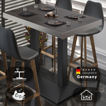 BPA | Bistro Stehtisch | 120 x 70 x 114 cm | Edelstahl Rand | Rechteckig | Wenge / Schwarz BPA | Bistro Stehtisch | 120 x 70 x 114 cm | Edelstahl Rand | Rechteckig | Wenge / Schwarz