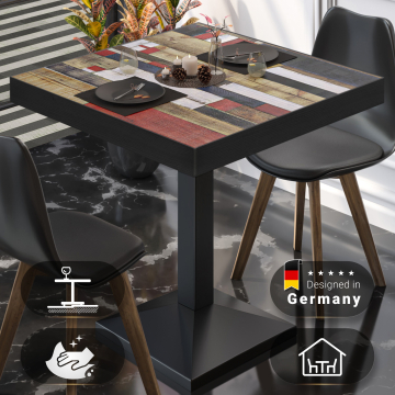 BPA | Stolik Bistro | Kwadratowy | 60 x 60 x 81 cm | Kolorowy Vintage / Czarny