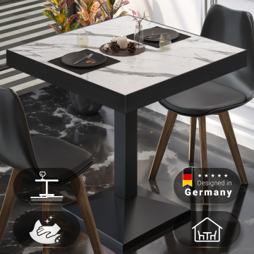 BPA | Bistrotafel | Vierkant | 70 x 70 x 81 cm | Wit Marmer / Zwart