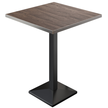 BPA | Bistro Stehtisch | 60 x 60 x 112 cm | Edelstahl Rand | Quadratisch | Light Wenge / Schwarz