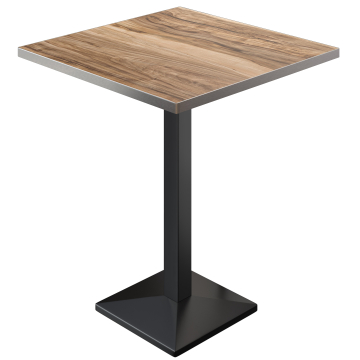 BPA | Bistro Stehtisch | 60 x 60 x 112 cm | Edelstahl Rand | Quadratisch | Sheesham / Schwarz
