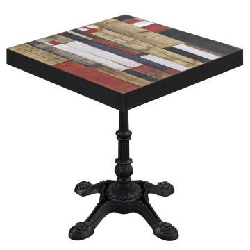 BPR | Bistro-pöytä | 70 x 70 x 77 cm | Neliö | Vintage värikäs / musta