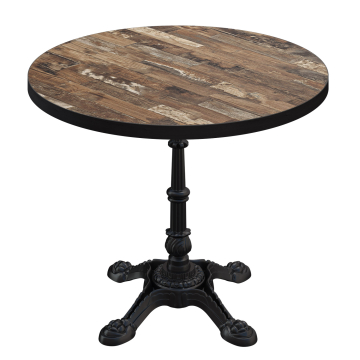 BPR | Bistro Tafel | Ø 60 x 74,5 cm | Rond | Zwarte rand | Vintage Oud / Zwart