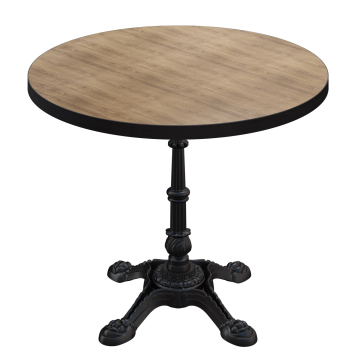 BPR | Bistro Tisch | Ø 60 x 74,5 cm | Rund | Schwarzer Rand | Eiche / Schwarz