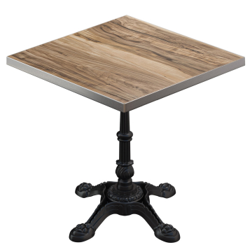 BPR | Bistro Tisch | 70 x 70 x 74,5 cm | Quadratisch | Edelstahl Rand | Sheesham / Schwarz