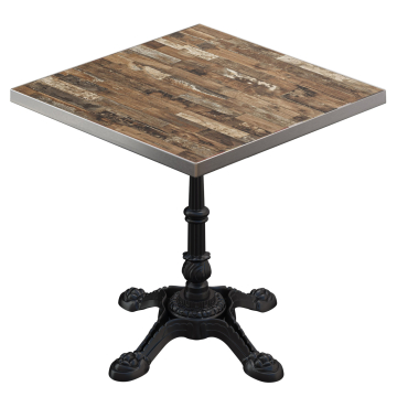 BPR | Bistro Tisch | 70 x 70 x 74,5 cm | Quadratisch | Edelstahl Rand | Vintage Old / Schwarz