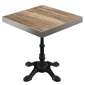 BPR | Bistro Tisch | 70 x 70 x 77 cm | Quadratisch | Edelstahl Rand | Sheesham / Schwarz