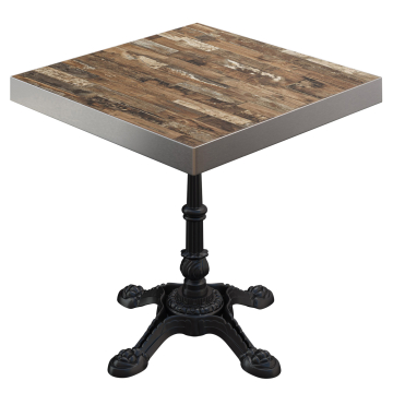 BPR | Bistro Tisch | 70 x 70 x 77 cm | Quadratisch | Edelstahl Rand | Vintage Old / Schwarz