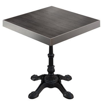 BPR | Bistro Tisch | 70 x 70 x 77 cm | Quadratisch | Edelstahl Rand | Wenge / Schwarz