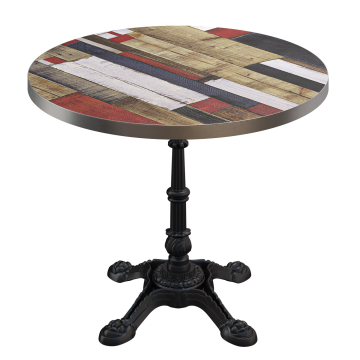 BPR | Bistro Tisch | Ø 70 x 74,5 cm | Rund | Edelstahl Rand | Vintage Bunt / Schwarz