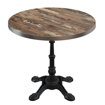 BPR | Bistro Tisch | Ø 70 x 74,5 cm | Rund | Edelstahl Rand | Vintage Old / Schwarz