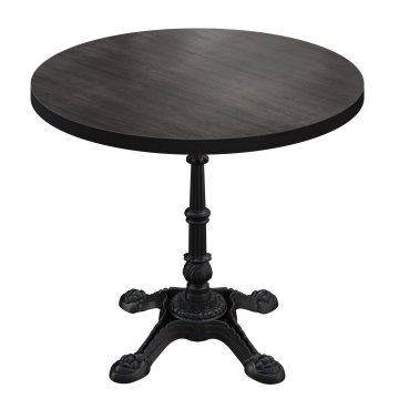 BPR | Bistro Tisch | Ø 70 x 74,5 cm | Rund | Schwarzer Rand | Wenge / Schwarz