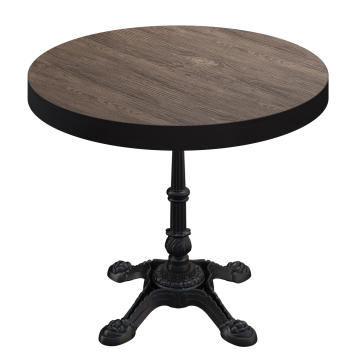 BPR | Bistro Tisch | Ø 70 x 77 cm | Rund | Schwarzer Rand | Light Wenge / Schwarz