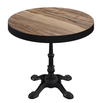 BPR | Bistro Tisch | Ø 70 x 77 cm | Rund | Schwarzer Rand | Sheesham / Schwarz