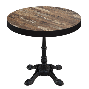 BPR | Bistro Tisch | Ø 70 x 77 cm | Rund | Schwarzer Rand | Vintage Old / Schwarz