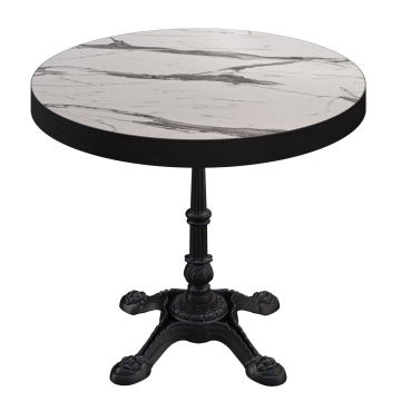 BPR | Bistrobord | Ø 60 x 77 cm | Rund | Sort kant | Hvid marmor / Sort