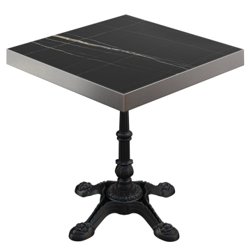 BPR | Bistrobord | 70 x 70 x 77 cm | Fyrkantigt | Svart marmor / Svart