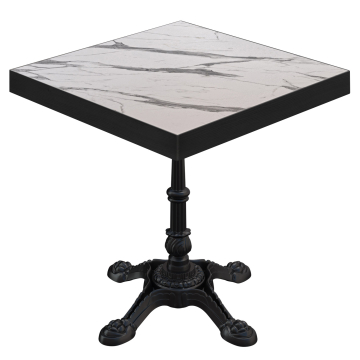 BPR | Bistrobord | 70 x 70 x 77 cm | Fyrkantigt | Vit marmor / svart