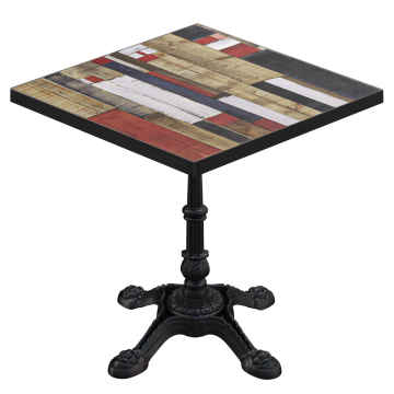 BPR | Stół Bistro | 70 x 70 x 74,5 cm | Kwadratowy | Kolorowy Vintage / Czarny