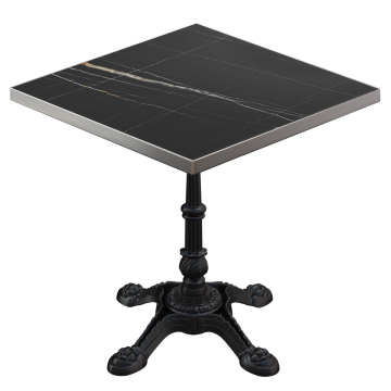 BPR | Table Bistro | 60 x 60 x 74,5 cm | Carré | Marbre noir / Noir