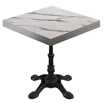 BPR | Table Bistro | 70 x 70 x 77 cm | Carré | Blanc Marbre / Noir