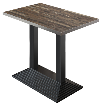BPY | Bistro Bar Table | 110 x 60 x 112 cm | Stainless Steel Edge | Rectangular | Vintage Old / Black