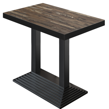 BPY | Bistro Bartafel | 110 x 60 x 114 cm | Zwarte Rand | Rechthoekig | Vintage Oud / Zwart