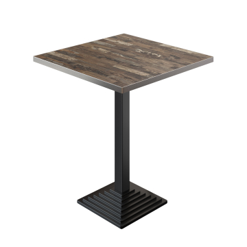 BPY | Bistro Pöytä | 70 x 70 x 112 cm | Ruostumaton teräsreuna | Neliömäinen | Vintage Old / Musta