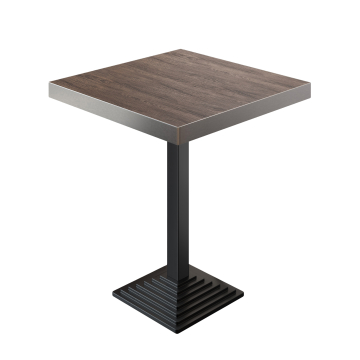 BPY | Bistro Pöytä | 80 x 80 x 114 cm | Ruostumaton teräsreuna | Neliö | Vaalea wenge / Musta