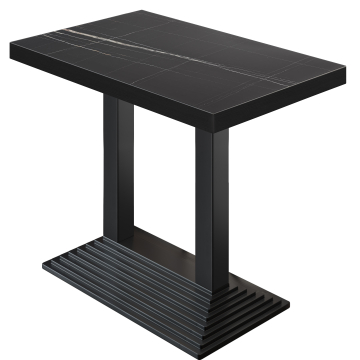 BPY | Bistro Staande Tafel | 110 x 60 x 114 cm | Zwarte Rand | Rechthoekig | Zwart Marmer / Zwart