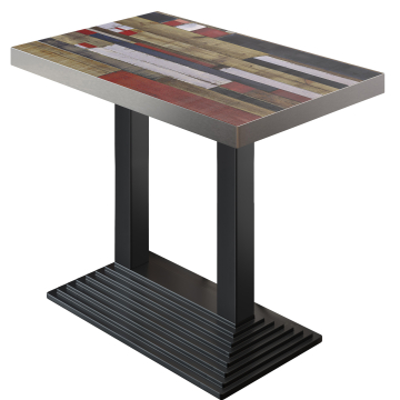 BPY | Bistro Staantafel | 110 x 60 x 114 cm | RVS Rand | Rechthoekig | Vintage Kleurrijk / Zwart