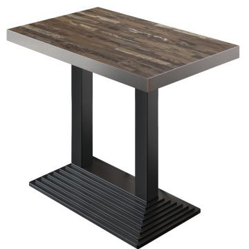 BPY | Bistro Staantafel | 110 x 60 x 114 cm | RVS Rand | Rechthoekig | Vintage Oud / Zwart