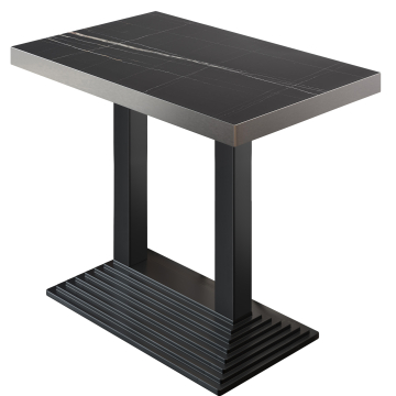 BPY | Bistro Staantafel | 110 x 60 x 114 cm | RVS Rand | Rechthoekig | Zwart Marmer / Zwart