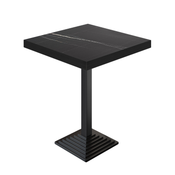 BPY | Bistro Staantafel | 80 x 80 x 114 cm | Zwarte Rand | Vierkant | Zwart Marmer / Zwart