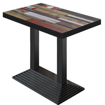 BPY | Bistro Ståbord | 110 x 60 x 114 cm | Svart kant | Rektangulär | Vintage Färgglad / Svart