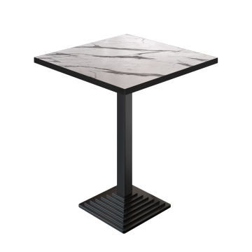 BPY | Bistro Ståbord | 80 x 80 x 112 cm | Svart kant | Fyrkantig | Vit marmor / Svart
